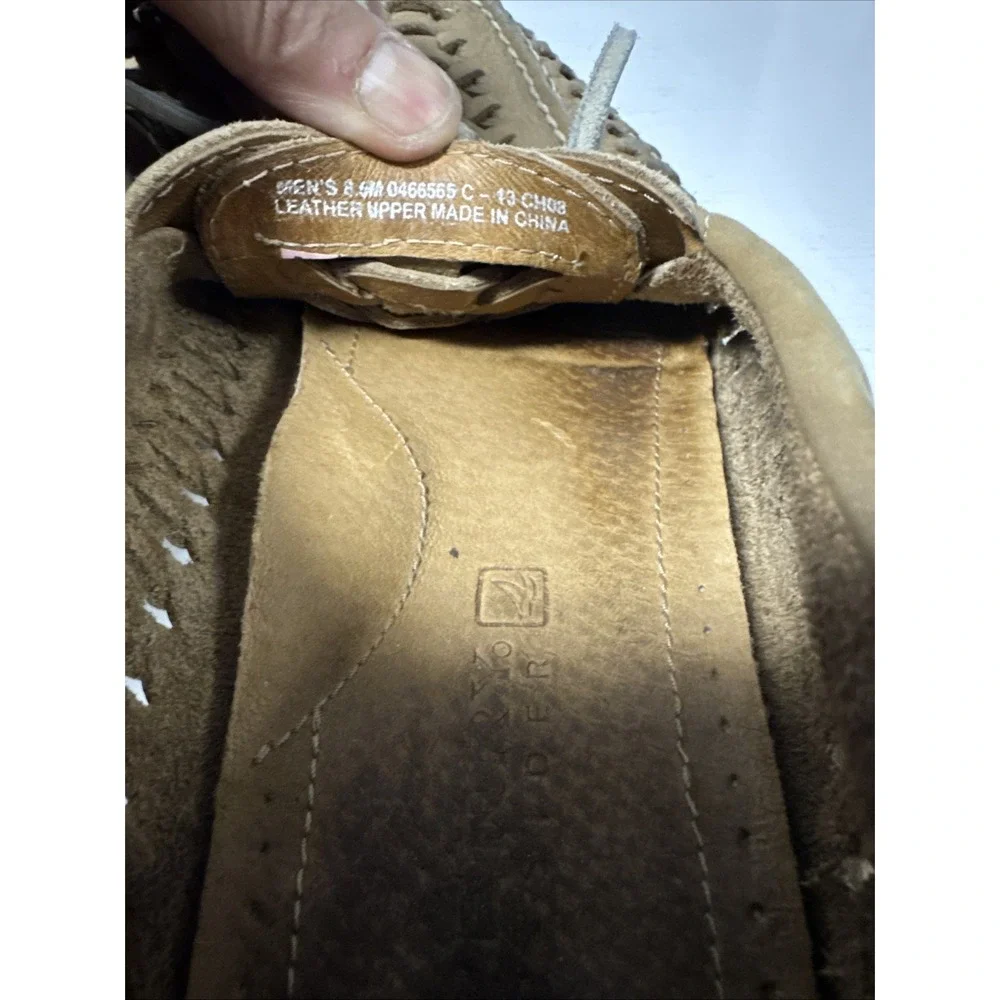 Sperry‎ Tan Leather Sully Woven Boat Shoes Mens Size 8.5
